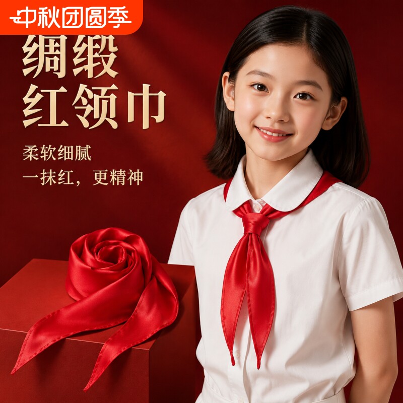 小学生红领巾绸缎桑蚕丝质感图片