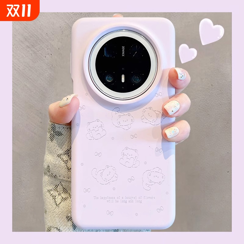 可爱猫咪适用华为mate60pro手机壳液态硅胶mate70新款pura70ultra全包mt50防摔40保护套女pro+简约男超薄散热