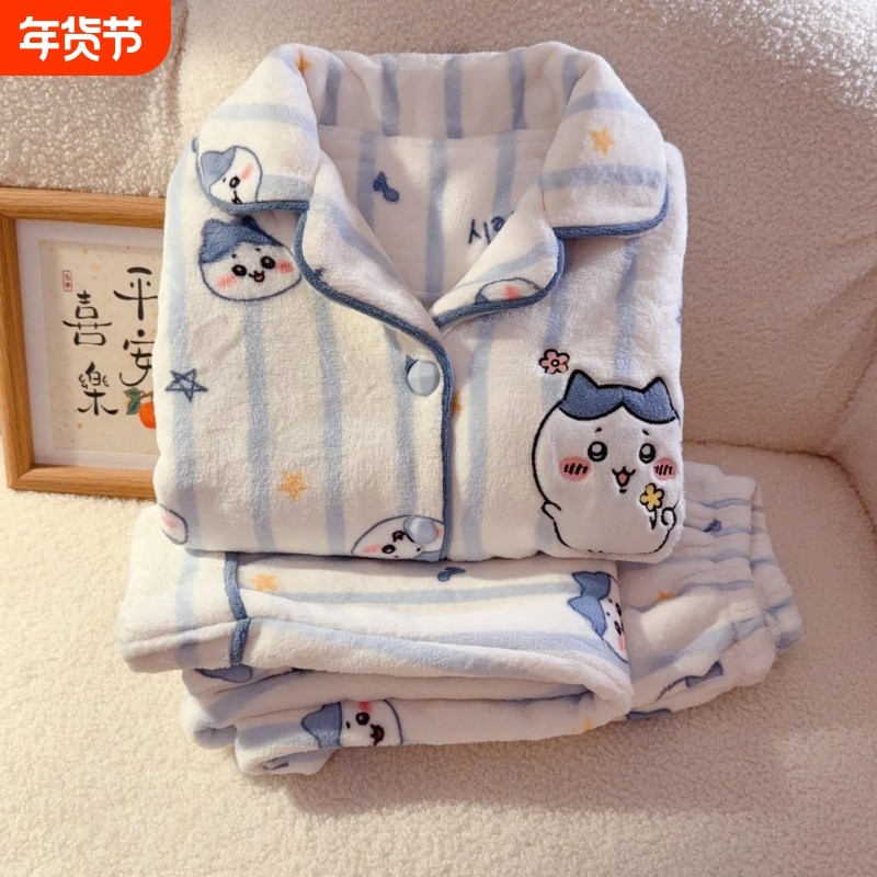 女童冬季卡通吉伊卡哇珊瑚绒儿童睡衣加厚保暖中大童法兰绒家居服,童装/婴儿装/亲子装,家居服套装,淘宝优惠券,粉丝福利购,淘宝优惠卷