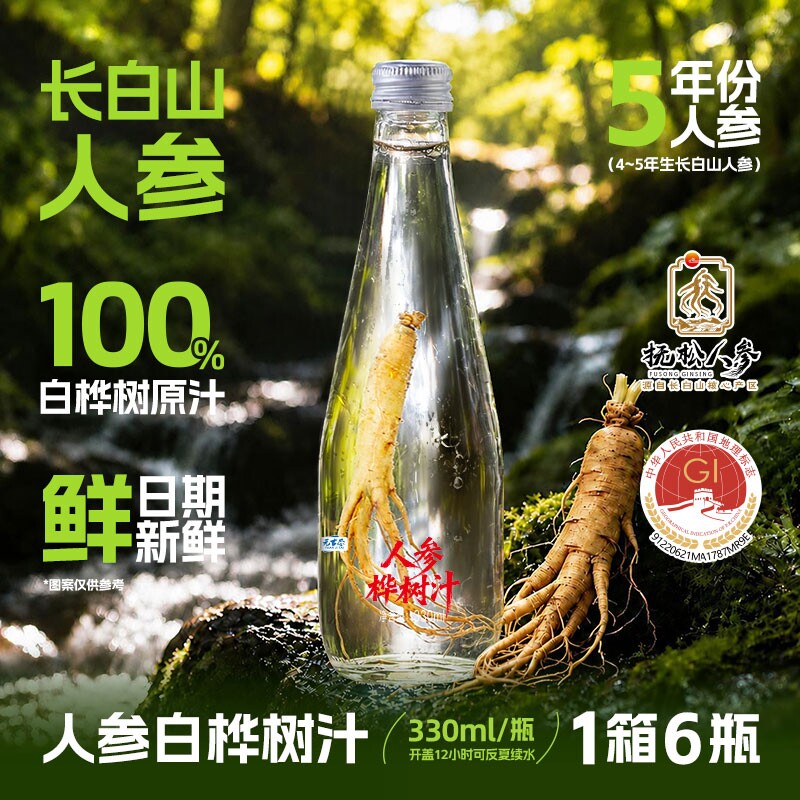 【整根人参】长白山人参白桦树汁图片