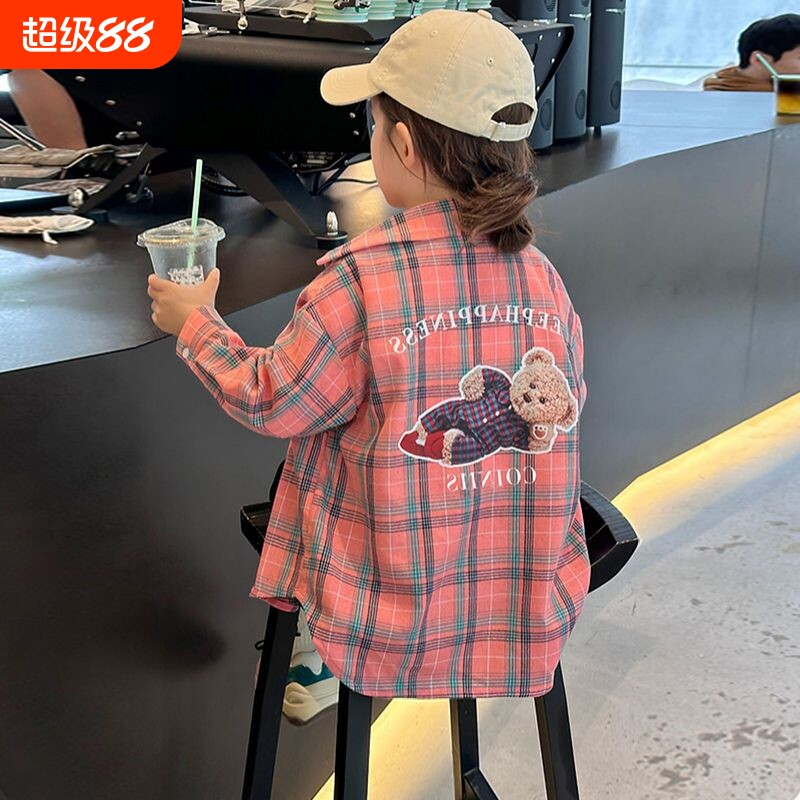 女童衬衫长袖格子防晒衣春秋外套图片