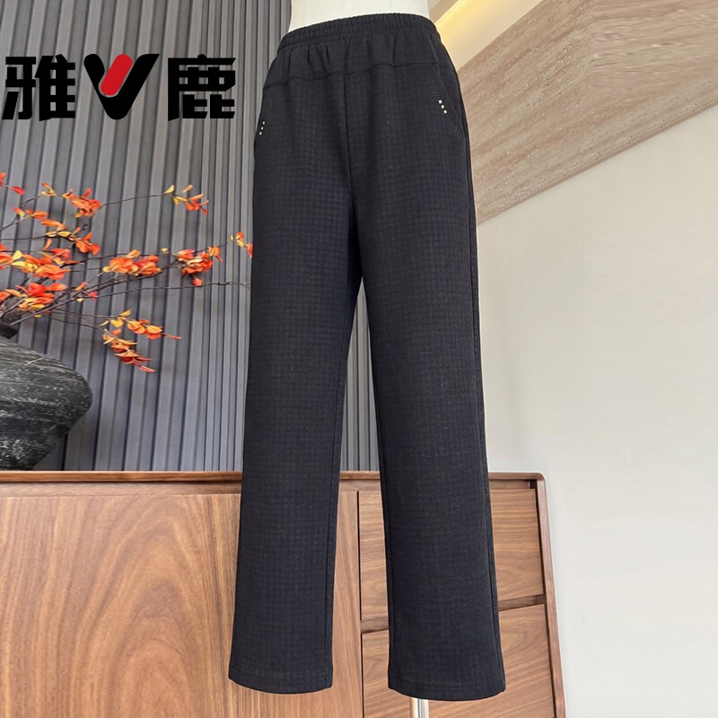 雅鹿中老年裤子女妈妈春季奶奶大码老人春夏休闲裤洋气宽松直筒裤