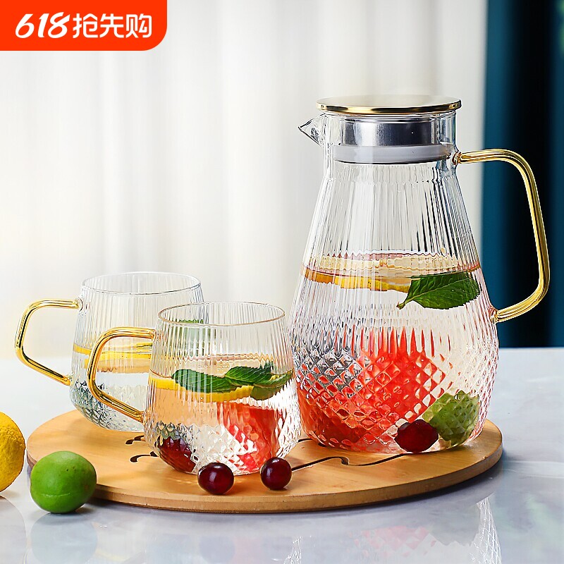 耐高温玻璃冷水壶家用夏季凉水壶大容量扎壶冷水瓶凉水杯水壶套装