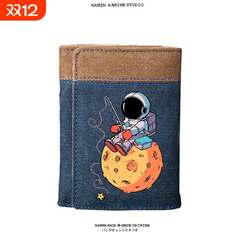 新款2025多功能男女钱包简约少年儿童宇航员学生三折证件马里奥