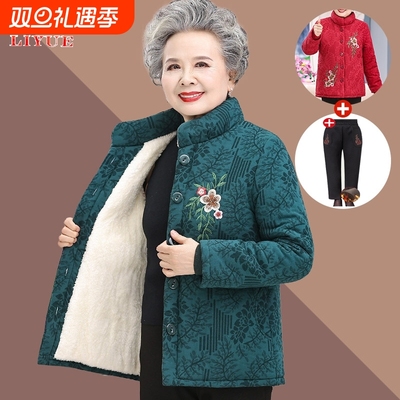 奶冬装棉袄加绒厚衣服60岁