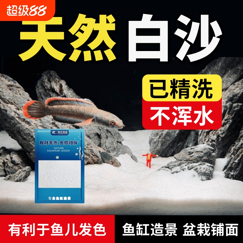白色石英砂细沙鱼缸造景底砂溪流铺底白沙海沙装饰精致景观生态