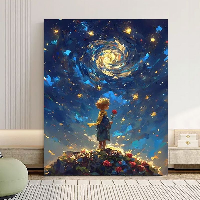 星空小王子diy数字油画2025新款高级感填色画治愈解压手绘装饰