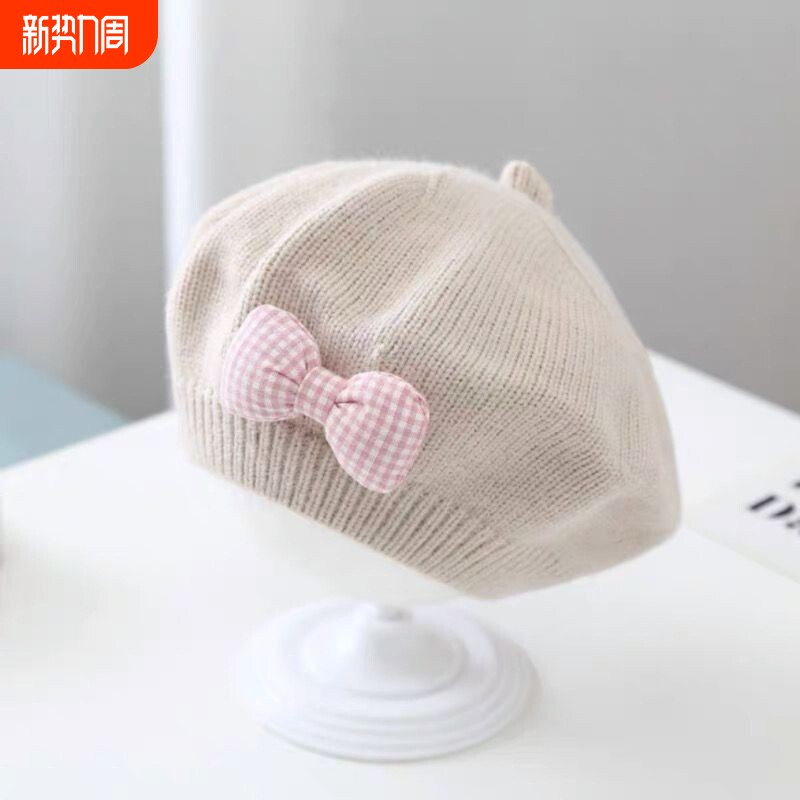 ins秋冬韩系婴儿贝雷帽女宝宝洋气时尚针织帽儿童柔软画家毛线帽