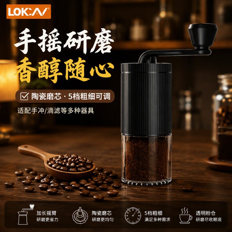 手冲研磨咖啡豆手磨磨咖啡粉家用磨豆机手动胡椒机研磨器手摇式
