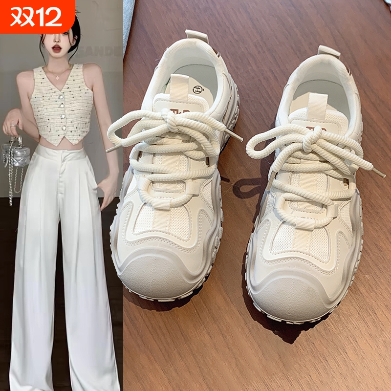 运动鞋女鞋子2025新款爆款夏季透气网面鞋厚底轻便跑步小白休闲鞋