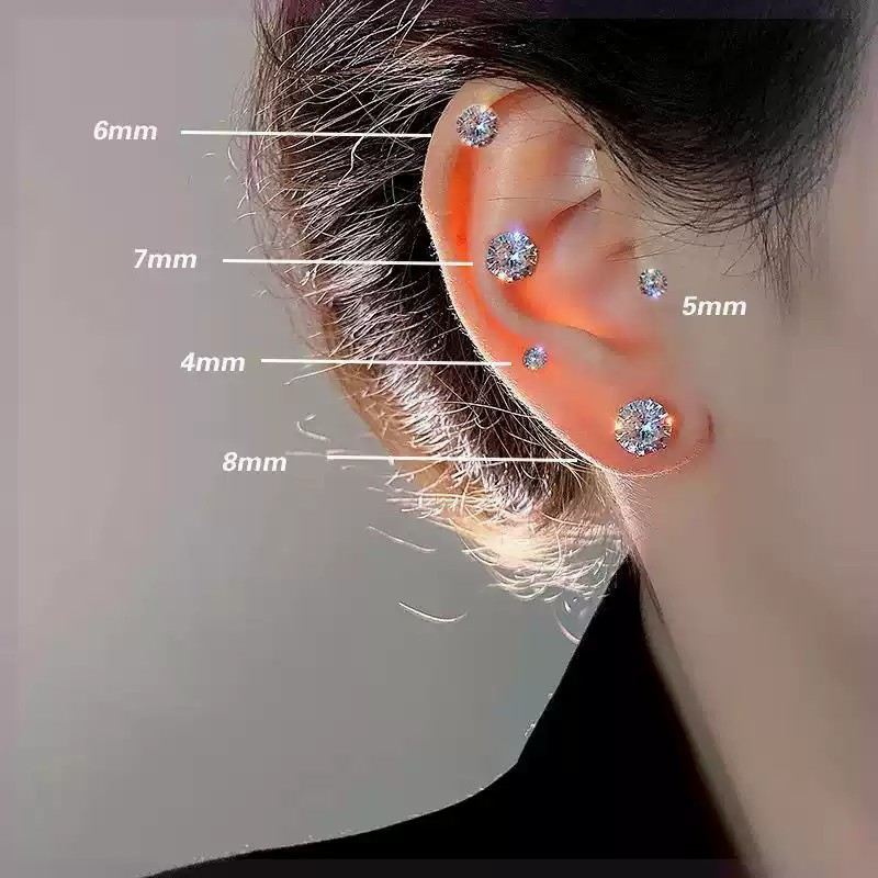 超闪爆锆石磁吸耳蜗钉无耳洞女免打孔耳骨夹耳钉耳吸铁石 夹耳式