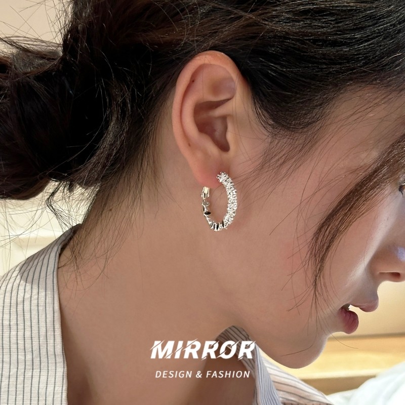 小麋人925纯银冰晶碎银子银针耳圈女耳钉耳环耳饰网红小众潮爆款