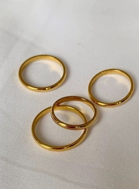 素圈钛钢沙金戒指简约磨砂光面戒指情侣对戒百搭流行镀金强保色