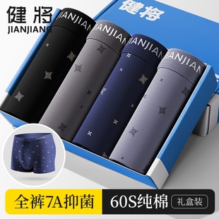 健将男士内裤纯棉男平角裤男式抗菌短裤大码肥佬裤衩男生四角裤头