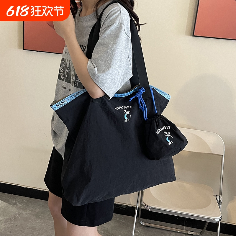 日系大容量旅行袋行李包2025新款女士托特包小个子帆布上班通勤包