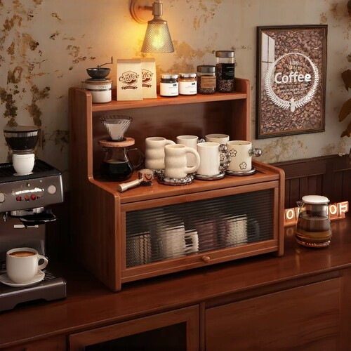 桌面杯子收纳带门茶杯茶具展示架