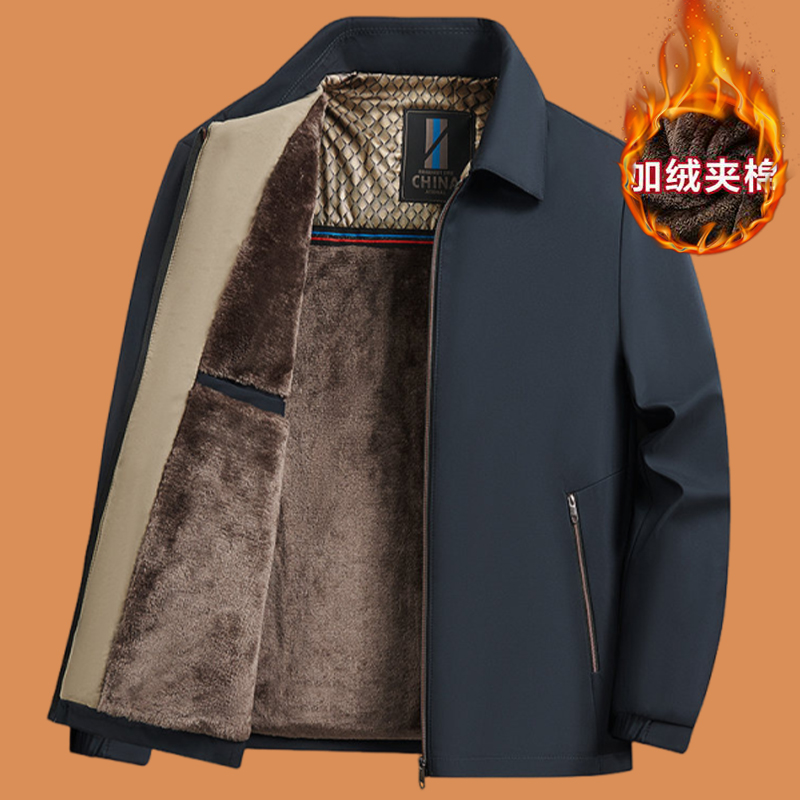 爸爸秋冬季夹克加绒加厚款5060岁