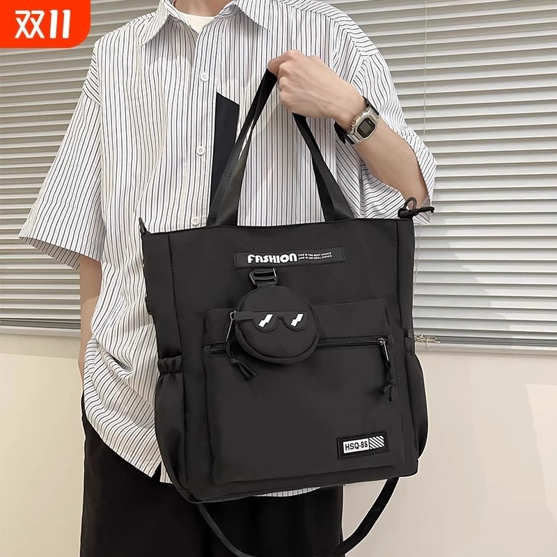 手提袋小学生儿童斜挎初中生男款高颜值书包男孩青少年补课包挎包