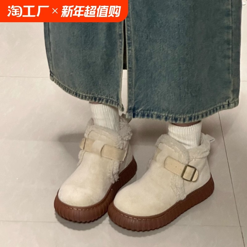 ��ɫ 40 ��ɫѩ��ѥŮ���ﶬ������Ь���޼Ӻ�ëëЬԲͷ��ױ�ů��Ͳ��ѥ