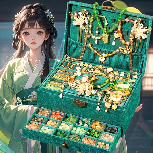 六一儿童节礼物手链串珠手工diy材料女孩生日女童玩具古风礼盒子9
