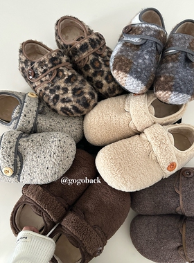 gogoback内增高加绒毛毛鞋女秋冬复古百搭魔术贴棉鞋一脚蹬勃肯鞋