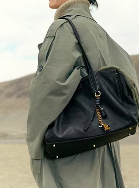 【李娜同款】song大容量复古旅行包植鞣牛皮公文包单肩托特包软包