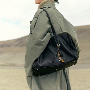 【李娜同款】song大容量复古旅行包植鞣牛皮公文包单肩托特包软包