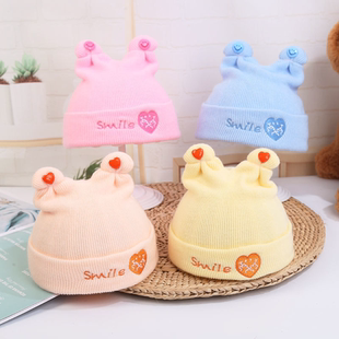 12个月初生宝宝满月帽护囟门帽 婴儿帽子春秋季 新生儿a类胎帽0