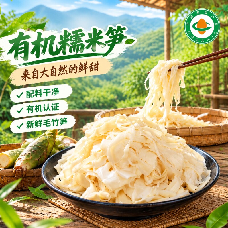 有机糯米笋嫩笋尖竹笋正宗嫩笋丝500g/包新鲜家常下饭菜免切免泡