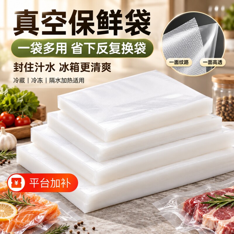 真空保鲜袋加厚网纹路食品级家用密封塑封袋封口机抽真空密封袋