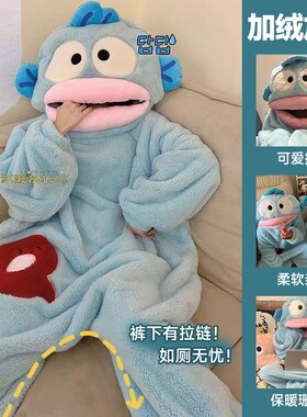 珊瑚绒连体睡衣蓝色|万人加购
