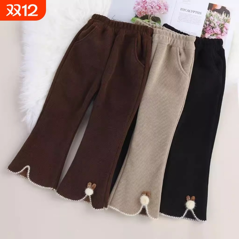 秋冬季新款洋气灯芯绒喇叭长裤子