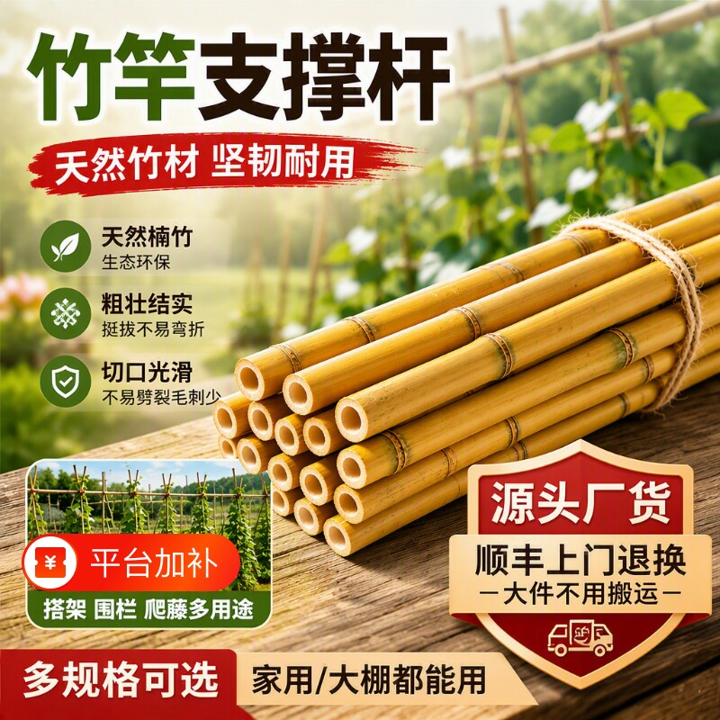 豆角竹竿支撑杆小竹杆搭架子篱笆栅栏菜黄瓜爬藤花架竹子围栏旗杆