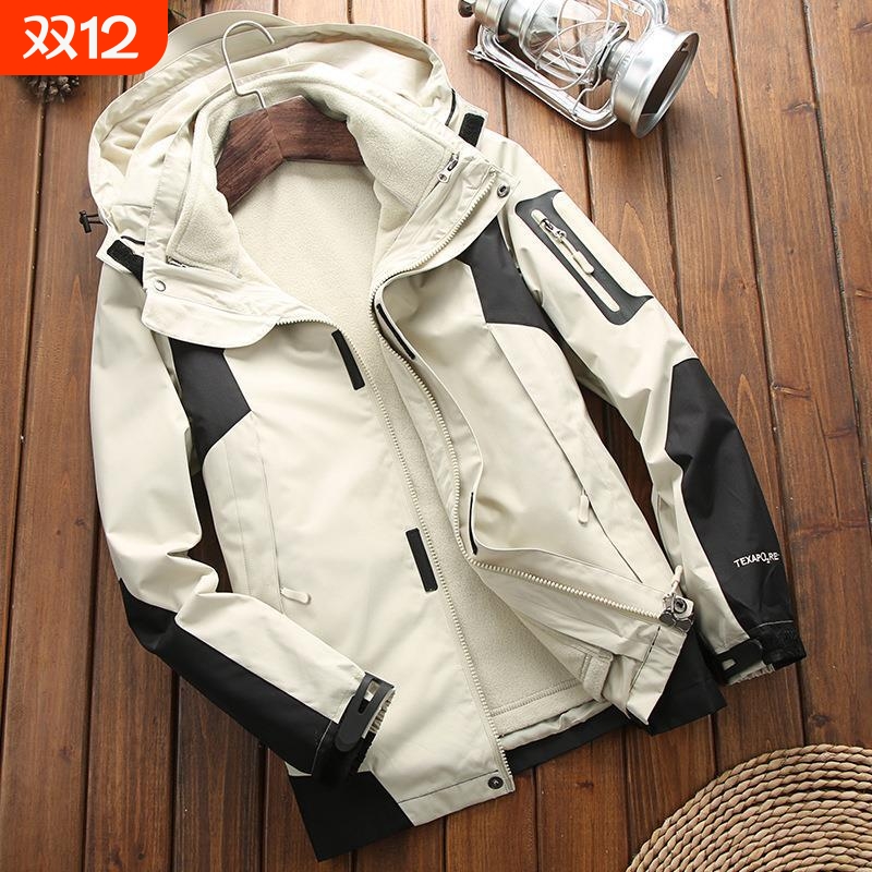 爆款户外服装防水透气登山服防风保暖防寒工作服男女两件套冲锋衣