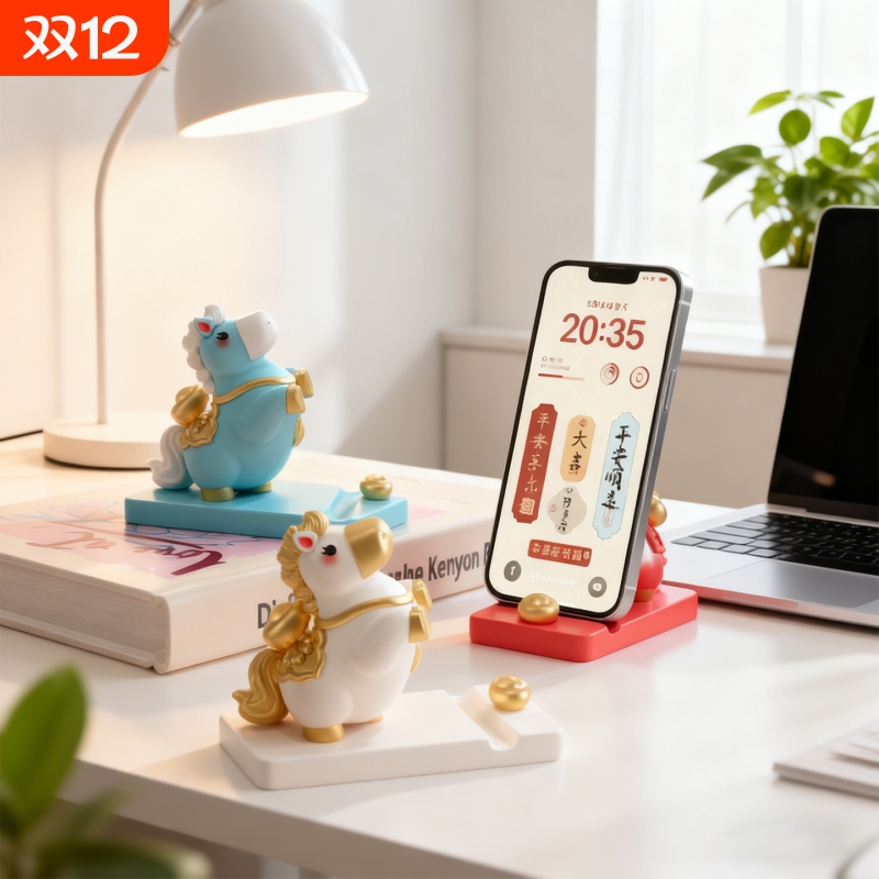 2026马年吉祥物生肖小马摆件手机支架桌面装饰品马上有钱公仔礼物