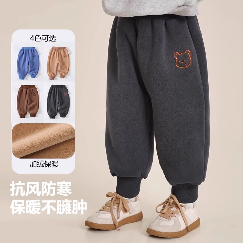 男童裤子宝宝加绒女童秋冬婴儿摇粒绒秋装儿童加厚运动裤保暖长裤