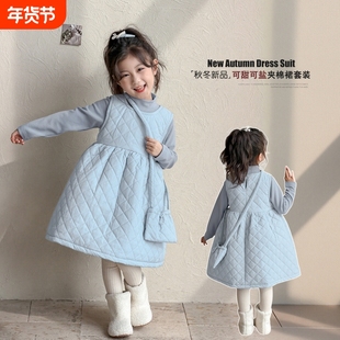 女童连衣裙套装冬装2026新款儿童拜年服新年衣服加厚公主裙子加绒