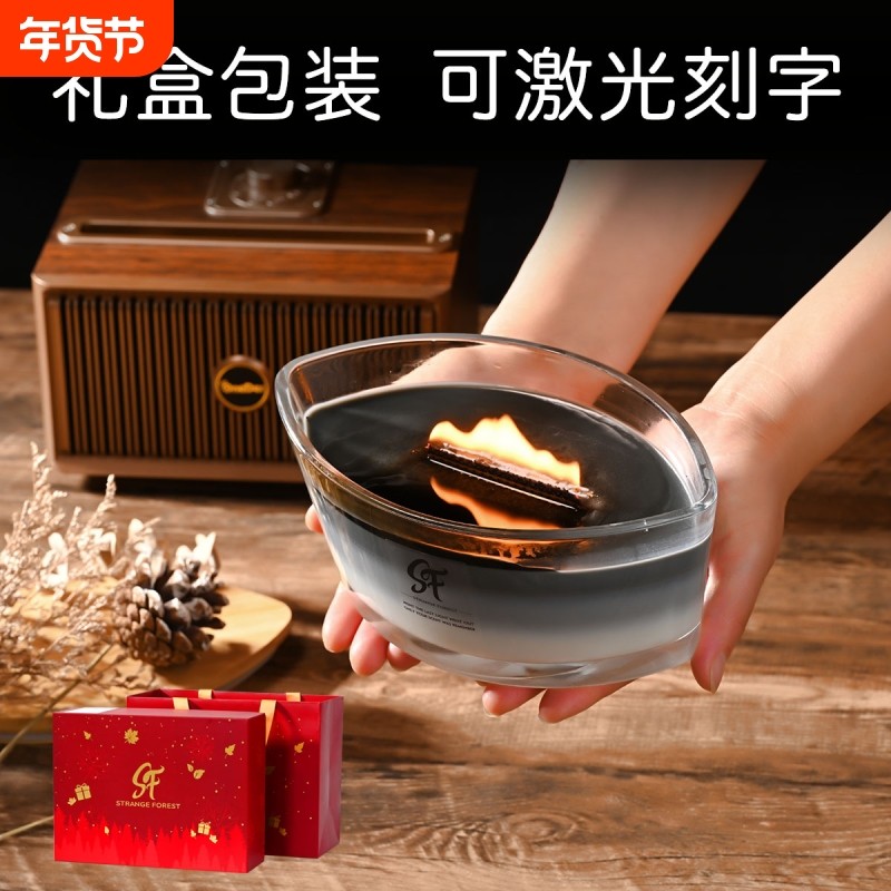 白噪音香薰蜡烛船型生日礼物可刻字高级感礼盒套装伴手礼木芯香氛