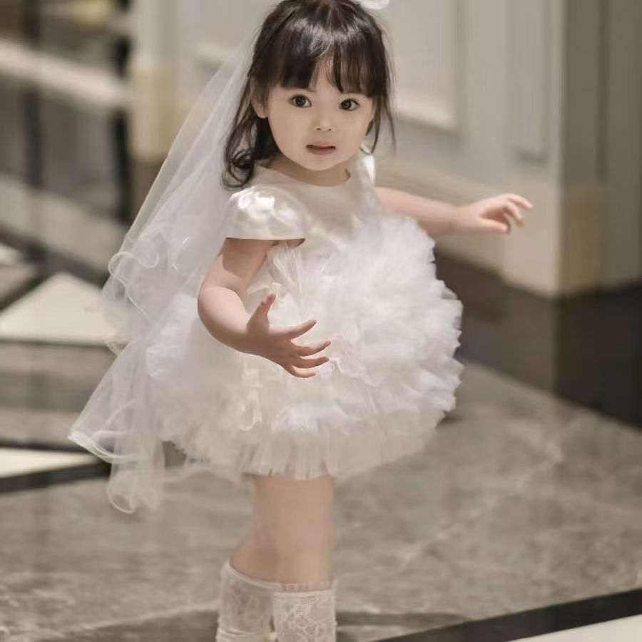 2025夏装新款女童蓬蓬裙周岁礼服抓周蛋糕裙花童裙公主裙12裙子