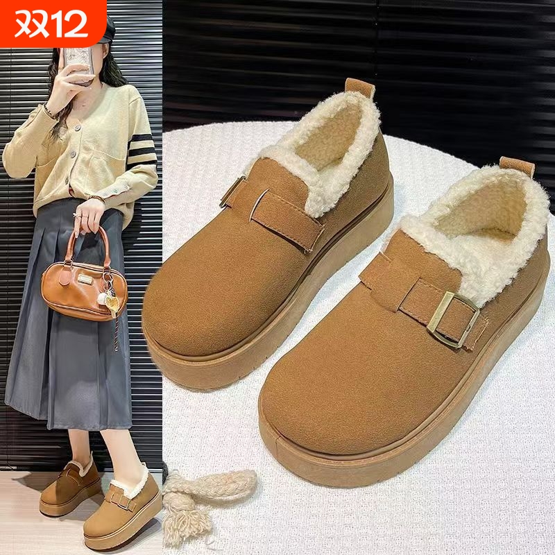 厚底勃肯鞋女2025新款秋冬季增高加绒加厚保暖雪地靴全包单鞋毛绒