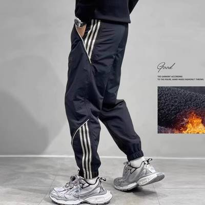 香港夏运动裤男宽松加肥工装束脚冲锋九分休闲裤冰丝速干薄款