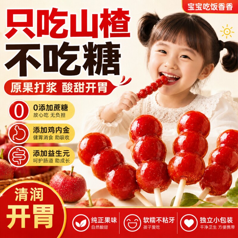 益生元鸡内金山楂糖葫芦棒棒无核糖无添加调理脾胃儿童幼零食健康