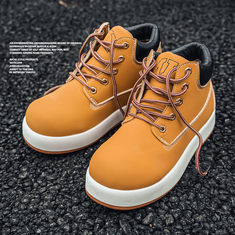 大头大黄靴2025新款厚底登山工装靴英伦百搭马丁靴机车潮款