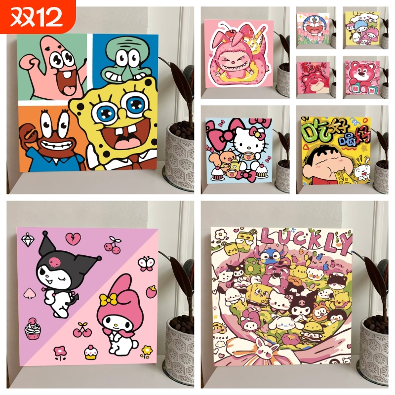 卡通儿童数字油画diy手工填色涂色画画2025年新款手绘颜料绘画
