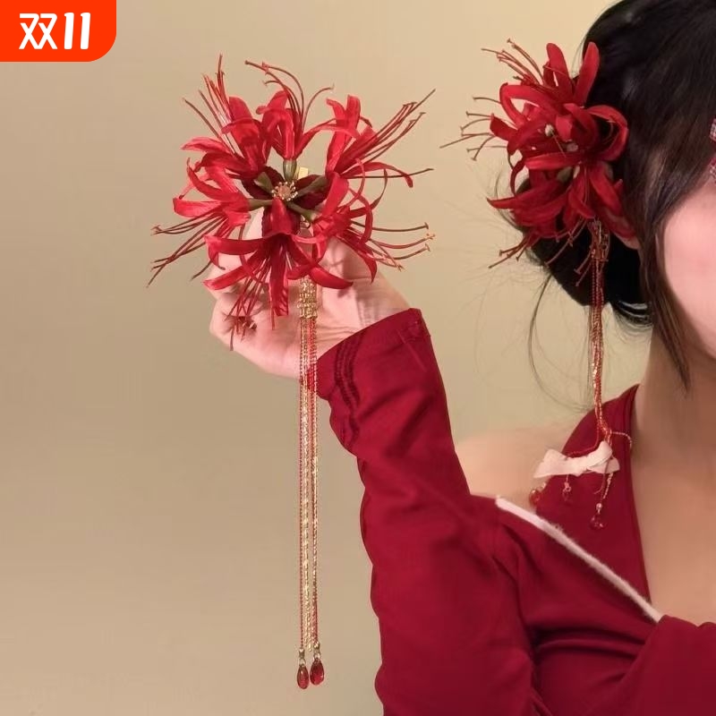 红色彼岸花发夹|超1000次加购