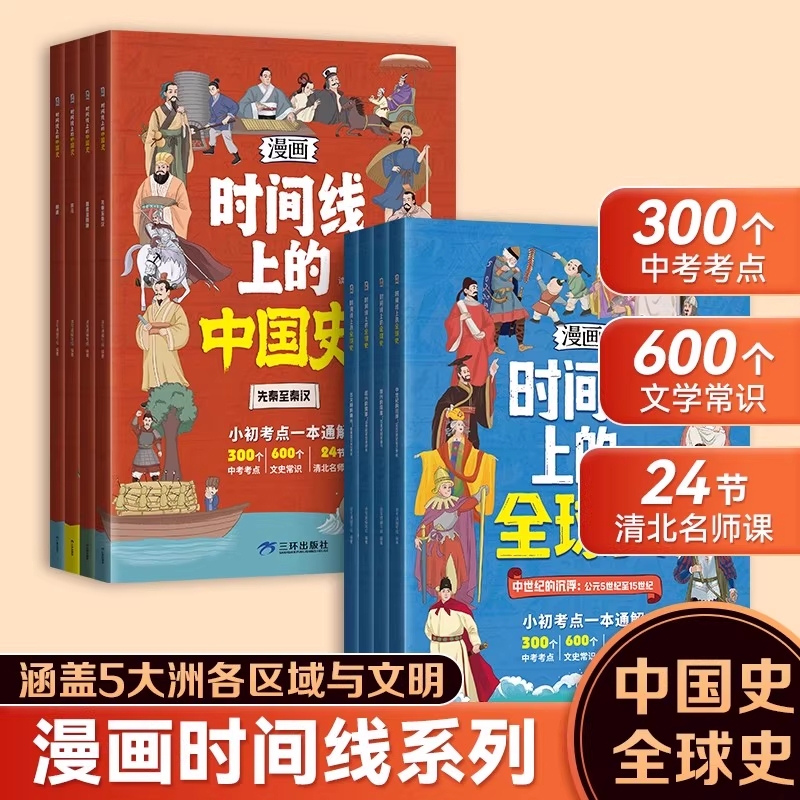 漫画版时间线上的全球史中国史人类简史全球通史一本通解中考文史常识清北名师课小学初中历史近代史世界史课外阅读书科技未来秒懂