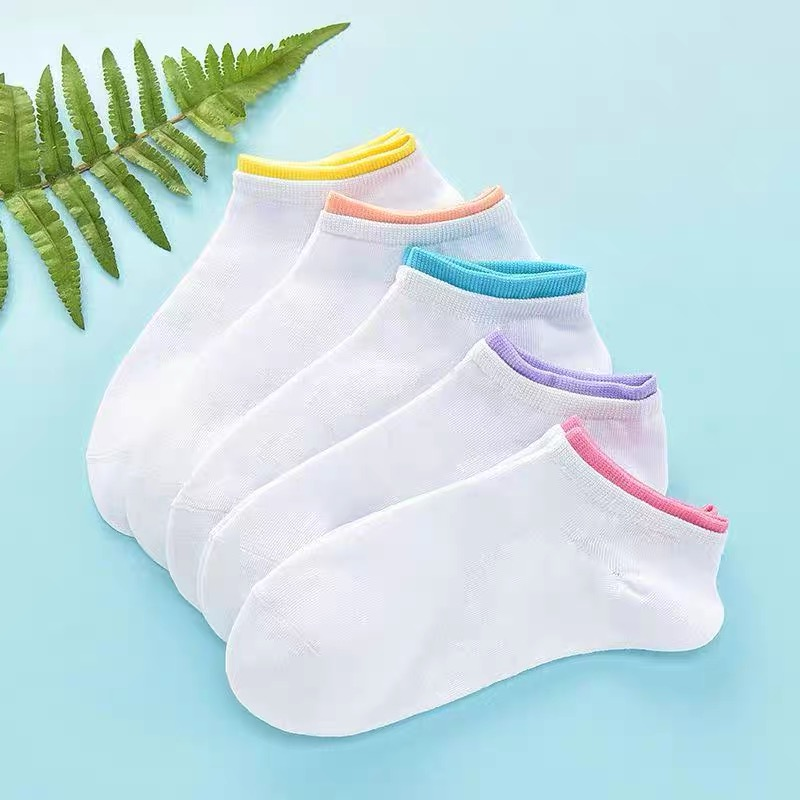 夏季薄款女士袜子ins潮百搭夏天透气吸汗配小白鞋拼接短袜女短筒