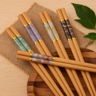 楠竹筷子家用新款高档耐高温不发霉防霉一人一筷夹防滑竹筷合金