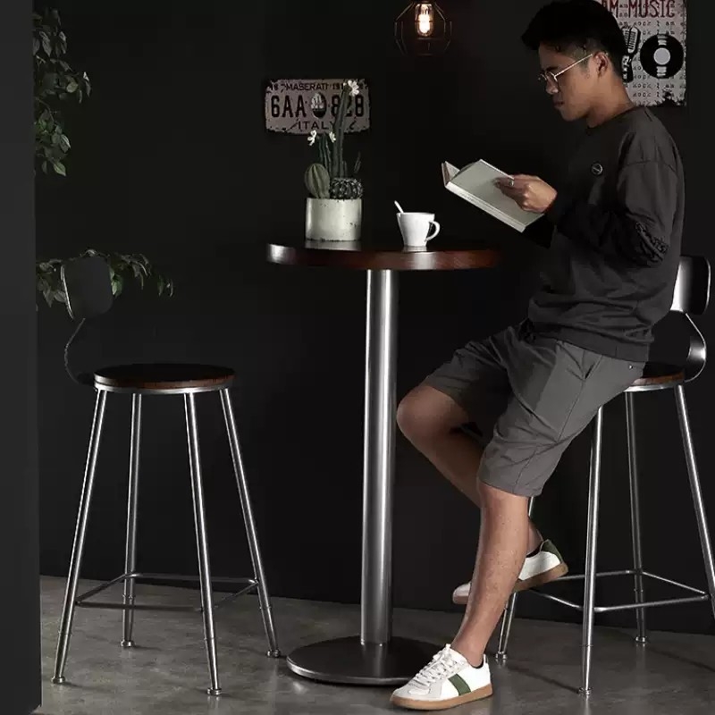 复古工业风酒吧高脚椅现代简约靠背椅子奶茶店高脚吧台凳子桌椅