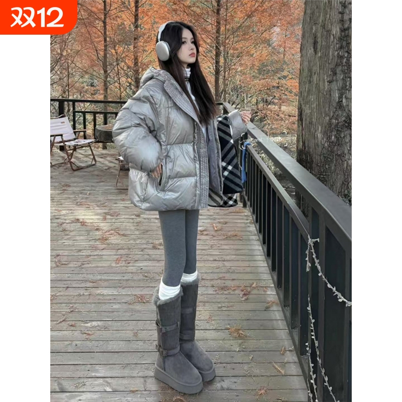 皮毛一体厚底灰色雪地靴女2025冬季新款长筒雪地棉鞋子高筒中筒